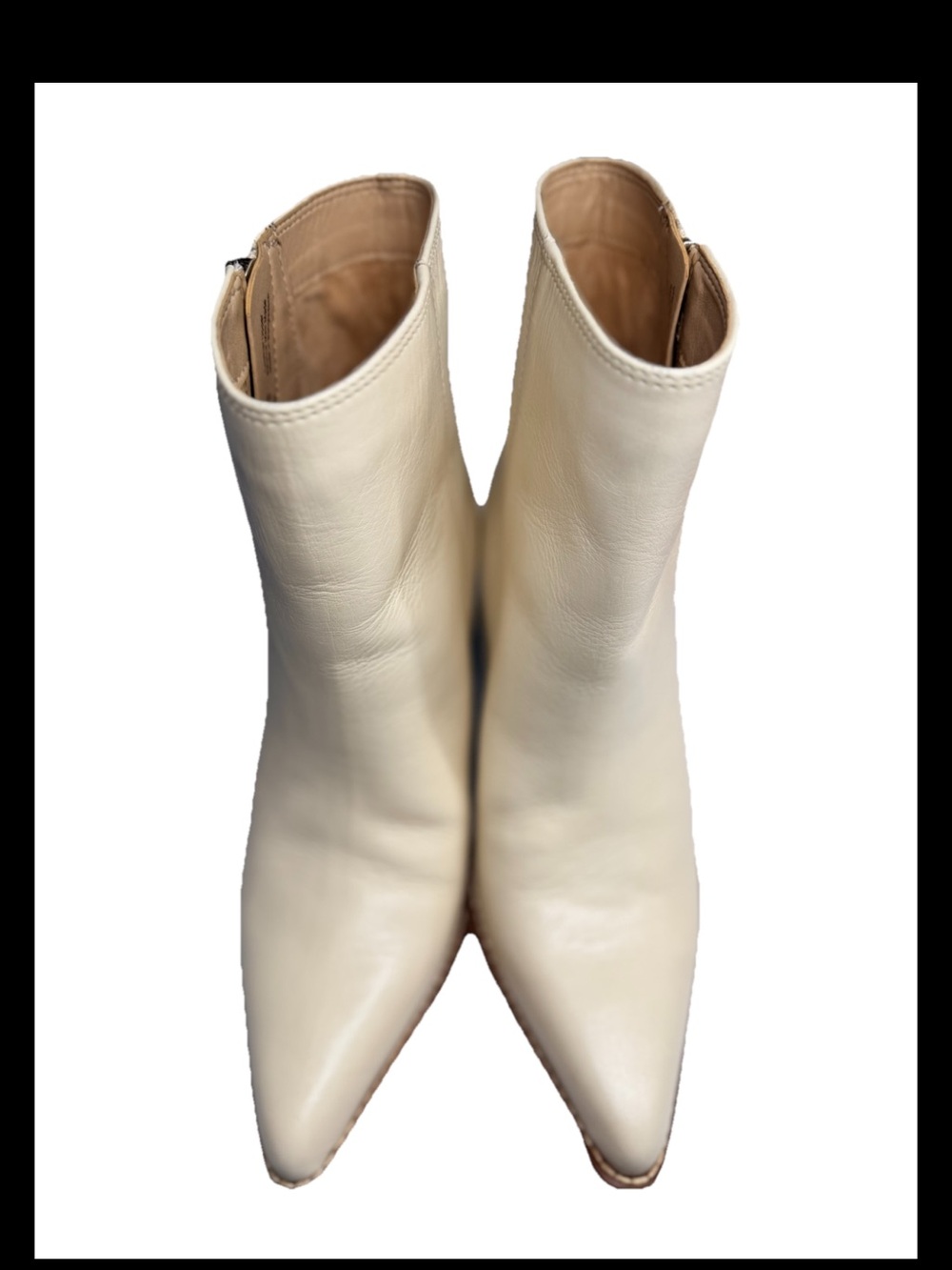 SAM EDELMAN Jane Ivory Leather Cuban Heel Bootie Sz 7.5 - Picture 3 of 10